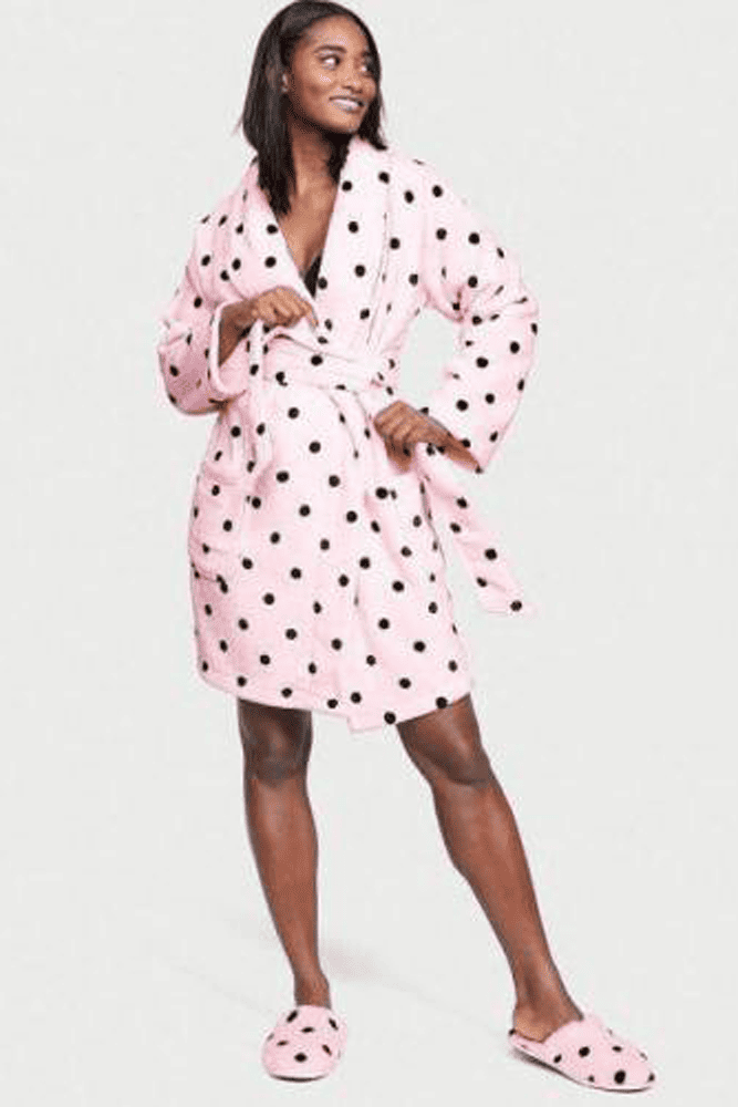 ТАПОЧКИ PLUSH PINK/BLACK DOTS Victoria`s Secret ТАПОЧКИ PLUSH PINK/BLACK DOTS Victoria`s Secret