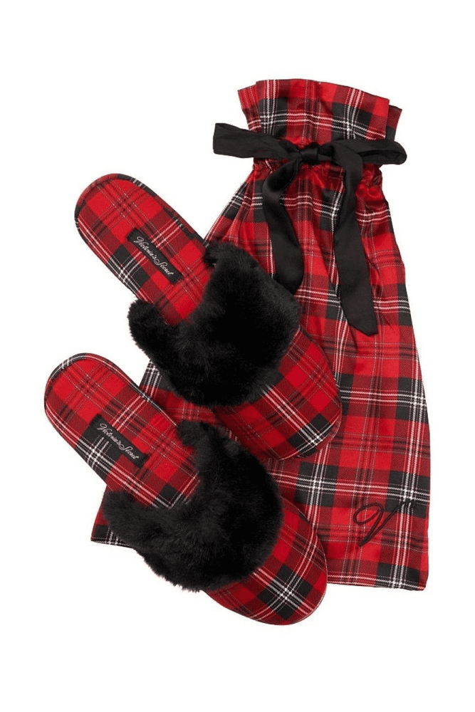 ТАПОЧКИ SATIN RED PLAID Victoria`s Secret ТАПОЧКИ SATIN RED PLAID Victoria`s Secret