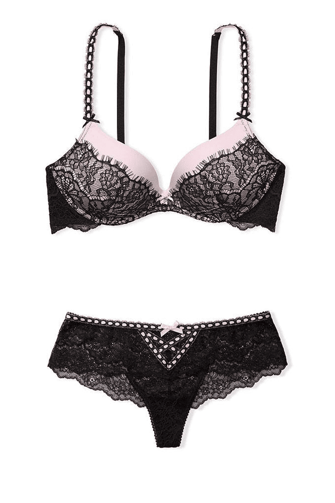 БЮСТГАЛЬТЕР БЕЗ КІСТОЧОК PINK BLACK LACE Victoria`s Secret БЮСТГАЛЬТЕР БЕЗ КІСТОЧОК PINK BLACK LACE Victoria`s Secret
