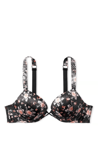БЮСТГАЛЬТЕР СО СТРАЗАМИ ДВОЙНОЙ ПУШ-АП BLACK FLOWER Victoria`s Secret