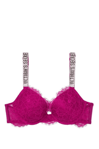 БЮСТГАЛЬТЕР СО СТРАЗАМИ ПУШ-АП DARK FUHSIA LACE Victoria`s Secret