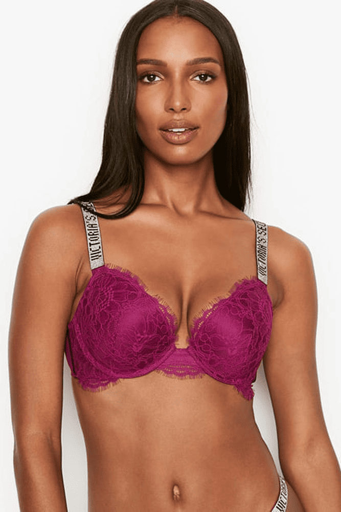 БЮСТГАЛЬТЕР ЗІ СТРАЗАМИ ПУШ-АП DARK FUHSIA LACE Victoria`s Secret БЮСТГАЛЬТЕР ЗІ СТРАЗАМИ ПУШ-АП DARK FUHSIA LACE Victoria`s Secret