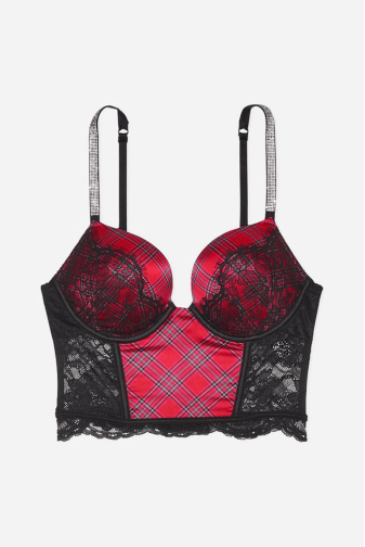 КОРСЕТ ЗІ СТРАЗАМИ ПОДВІЙНИЙ ПУШ-АП RED PLAID Victoria`s Secret