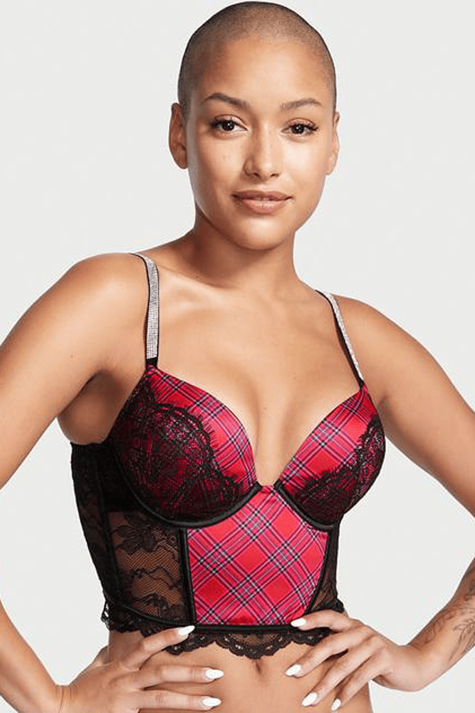 КОРСЕТ ЗІ СТРАЗАМИ ПОДВІЙНИЙ ПУШ-АП RED PLAID Victoria`s Secret