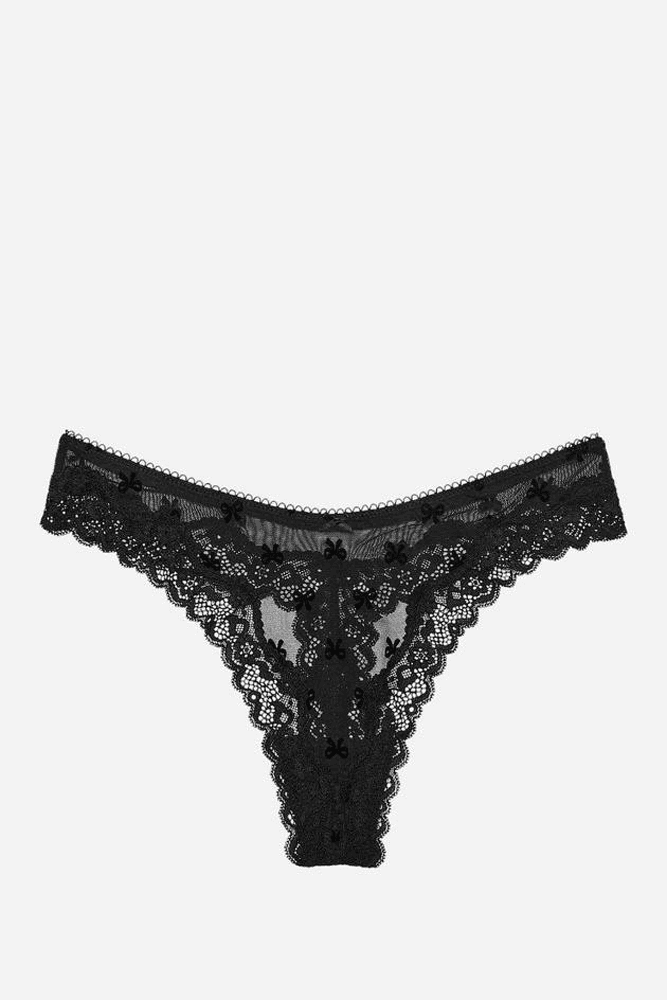 Трусики МЕРЕЖИВНІ ЛЮКС СТРІНГИ BOW BLACK Victoria`s Secret