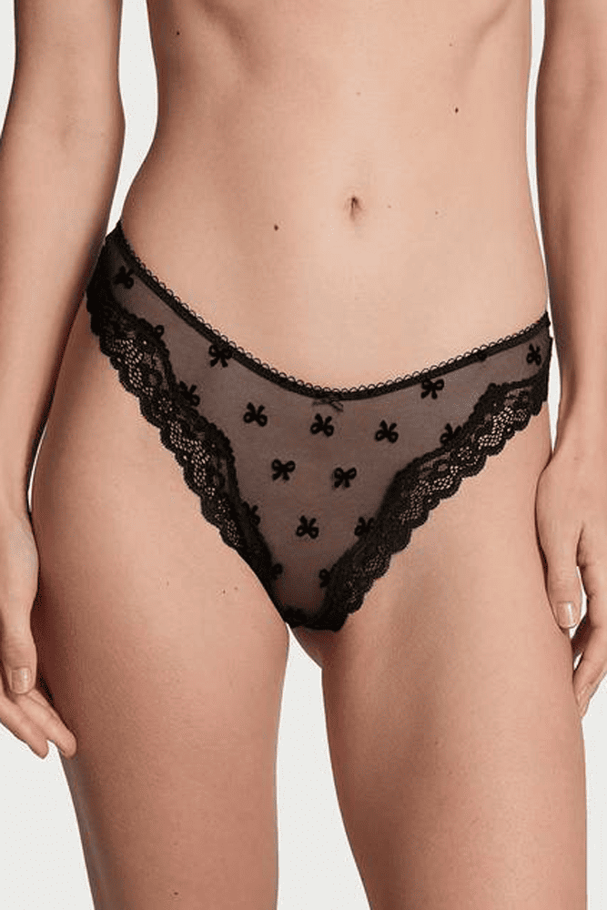 Трусики МЕРЕЖИВНІ ЛЮКС СТРІНГИ BOW BLACK Victoria`s Secret