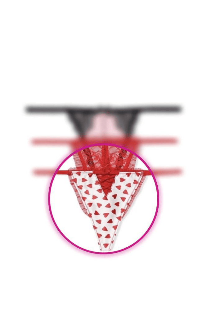 Трусики V-THONG RED HEARTS Victoria`s Secret