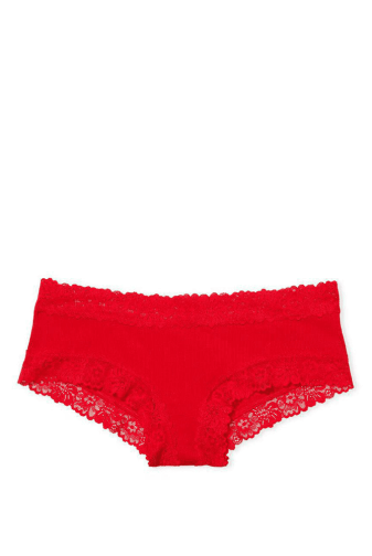 ТРУСКИ Хлопчатобумажные бразилианы Рубчик RED Victoria`s Secret