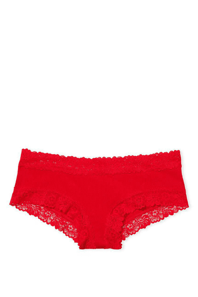 ТРУСКИ Хлопчатобумажные бразилианы Рубчик RED Victoria`s Secret