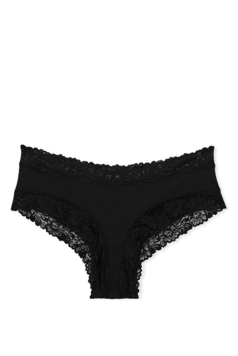 Трусики хлопчатобумажные бразилианы РУБЧИК BLACK Victoria`s Secret