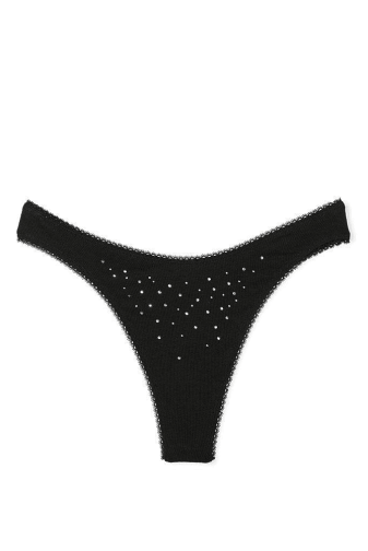 Трусики БАВОВНЯНІ СТРІНГИ BLACK EMBL DOT Victoria`s Secret