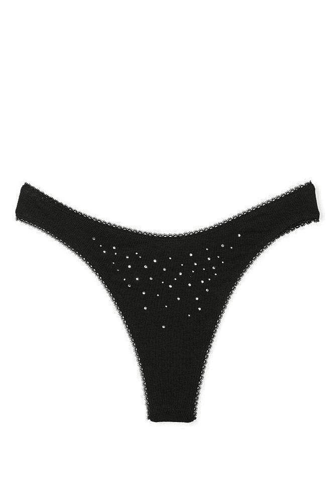 Трусики БАВОВНЯНІ СТРІНГИ BLACK EMBL DOT Victoria`s Secret