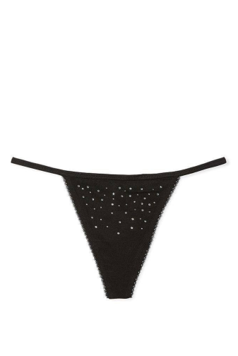 Трусики БАВОВНЯНІ СТРІНГИ BLACK V-EMBL Victoria`s Secret