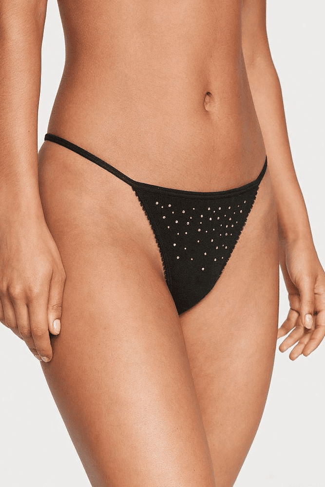 Трусики БАВОВНЯНІ СТРІНГИ BLACK V-EMBL Victoria`s Secret Трусики БАВОВНЯНІ СТРІНГИ BLACK V-EMBL Victoria`s Secret