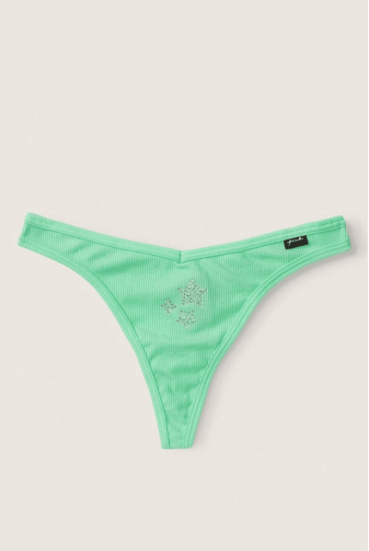 Трусики БАВОВНЯНІ СТРІНГИ РУБЧИК GREEN Victoria`s Secret