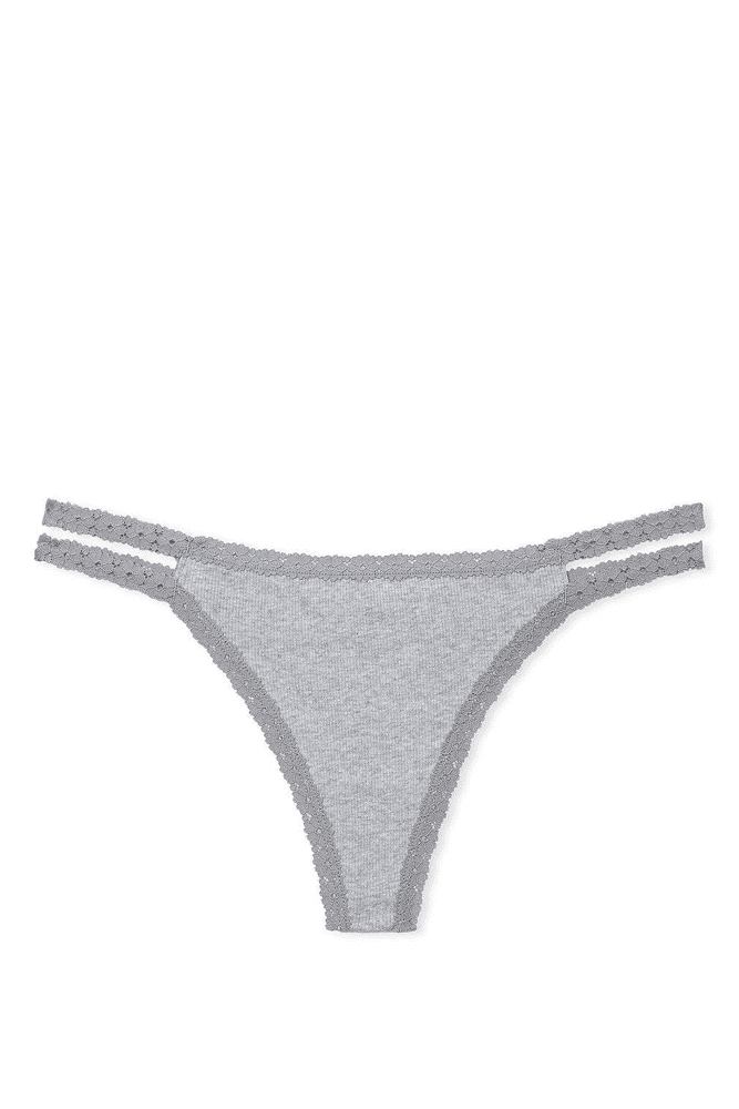 Трусики БАВОВНЯНІ СТРІНГИ РУБЧИК GREY STRIP Victoria`s Secret