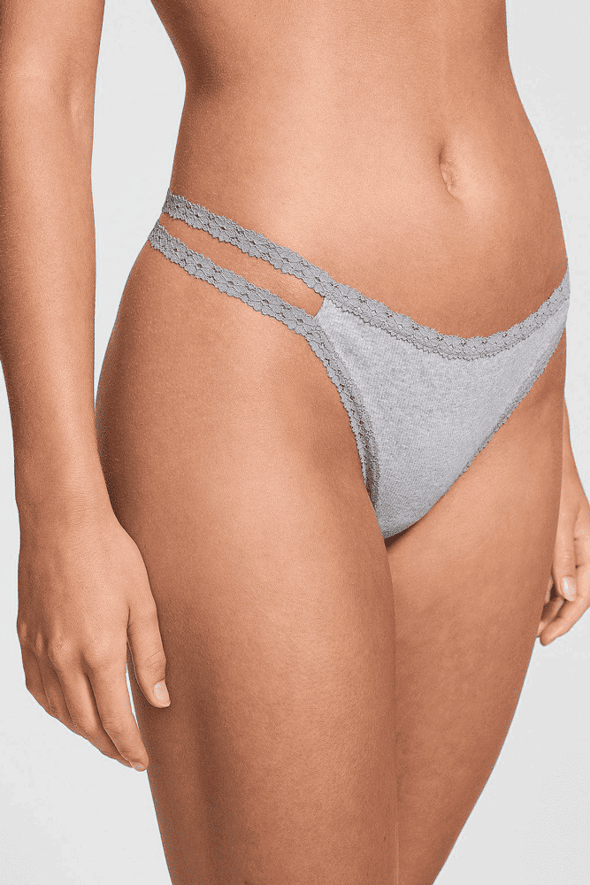 Трусики БАВОВНЯНІ СТРІНГИ РУБЧИК GREY STRIP Victoria`s Secret