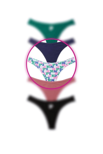 ТРУСКИ Хлопчатобумажные Стринги РУБЧИК MULTI LOGO Victoria`s Secret