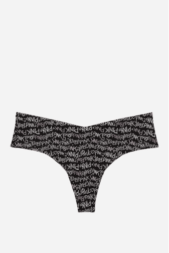 Трусики БЕЗШОВНІ СТРІНГИ BLACK LOGO PINK Victoria`s Secret