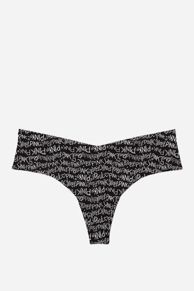 Трусики БЕЗШОВНІ СТРІНГИ BLACK LOGO PINK Victoria`s Secret