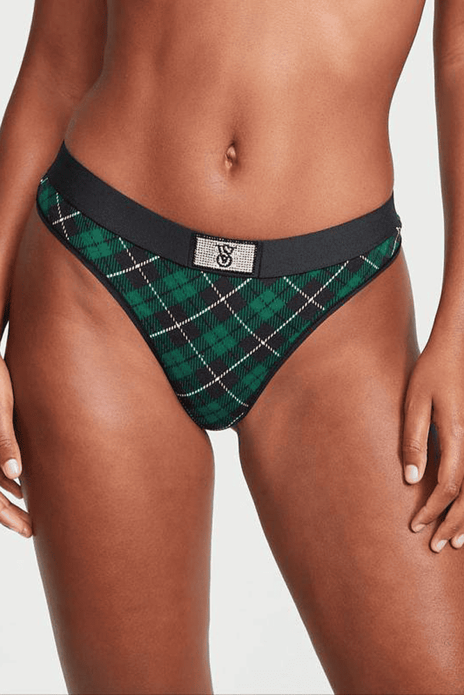 Трусики С РЕЗИНКОМ СТРИНГИ GREEN PLAID EMBL Victoria`s Secret