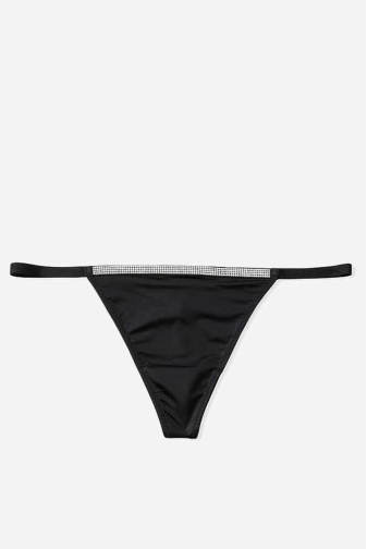 Трусики СО СТРАЗАМИ V-THONG BLACK V Victoria`s Secret