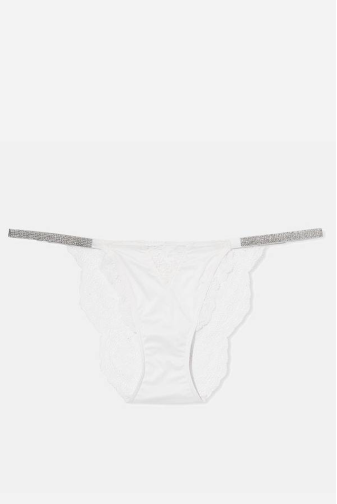 Трусики ЗІ СТРАЗАМИ БІКІНІ WHITE Victoria`s Secret