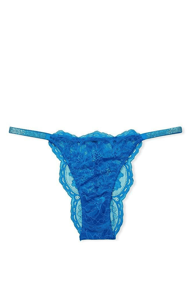 Трусики ЗІ СТРАЗАМИ БРАЗИЛІАНИ МЕРЕЖИВО BRIGHT BLUE Victoria`s Secret