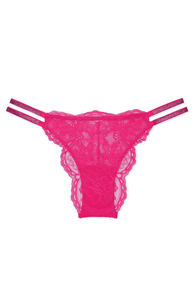Трусики ЗІ СТРАЗАМИ БРАЗИЛІАНИ МЕРЕЖИВО PINK DOUBLE Victoria`s Secret