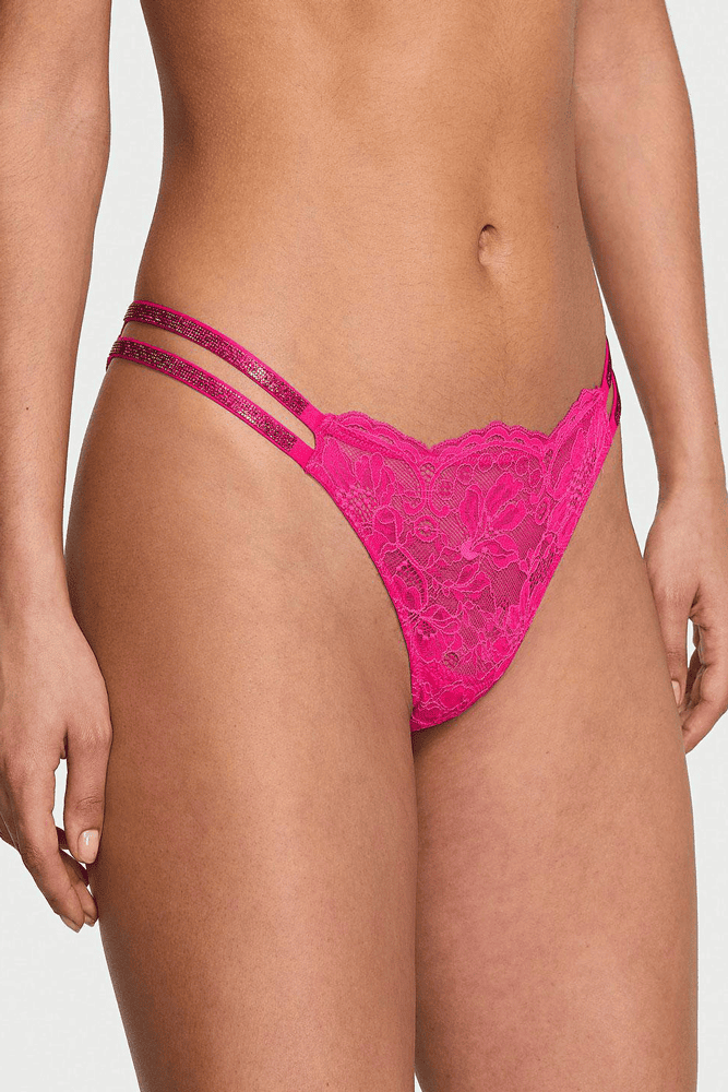 Трусики ЗІ СТРАЗАМИ БРАЗИЛІАНИ МЕРЕЖИВО PINK DOUBLE Victoria`s Secret