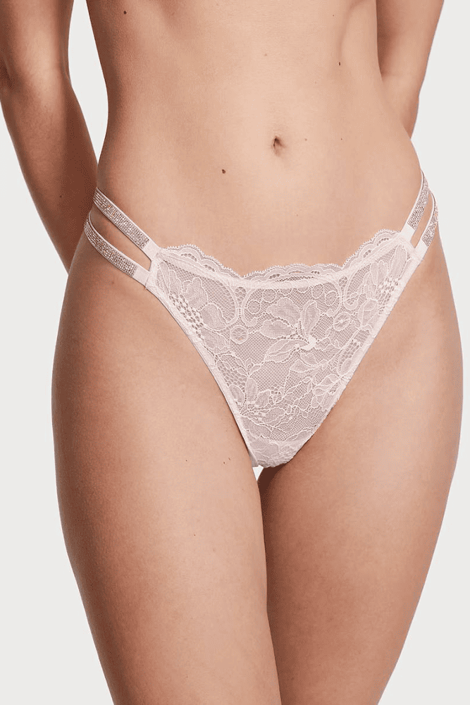 Трусики ЗІ СТРАЗАМИ БРАЗИЛІАНИ МЕРЕЖИВО WHITE CROSS Victoria`s Secret