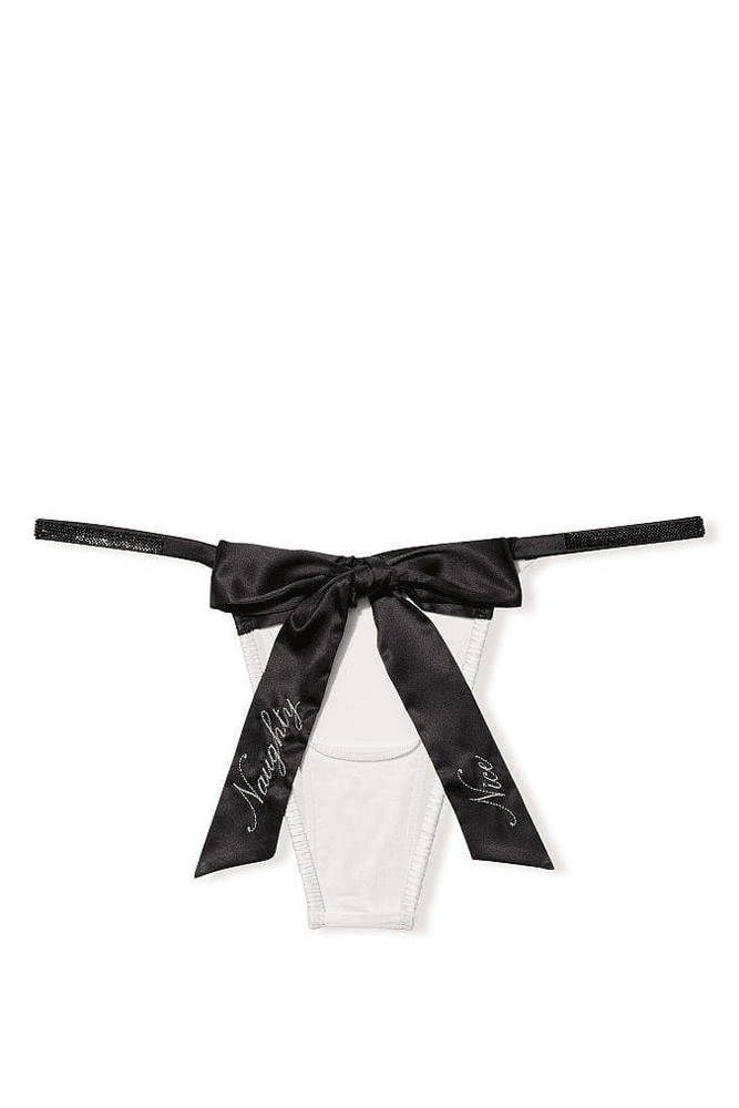 Трусики ЗІ СТРАЗАМИ З ДОСТУПОМ BLACK WHITE  BOW Victoria`s Secret
