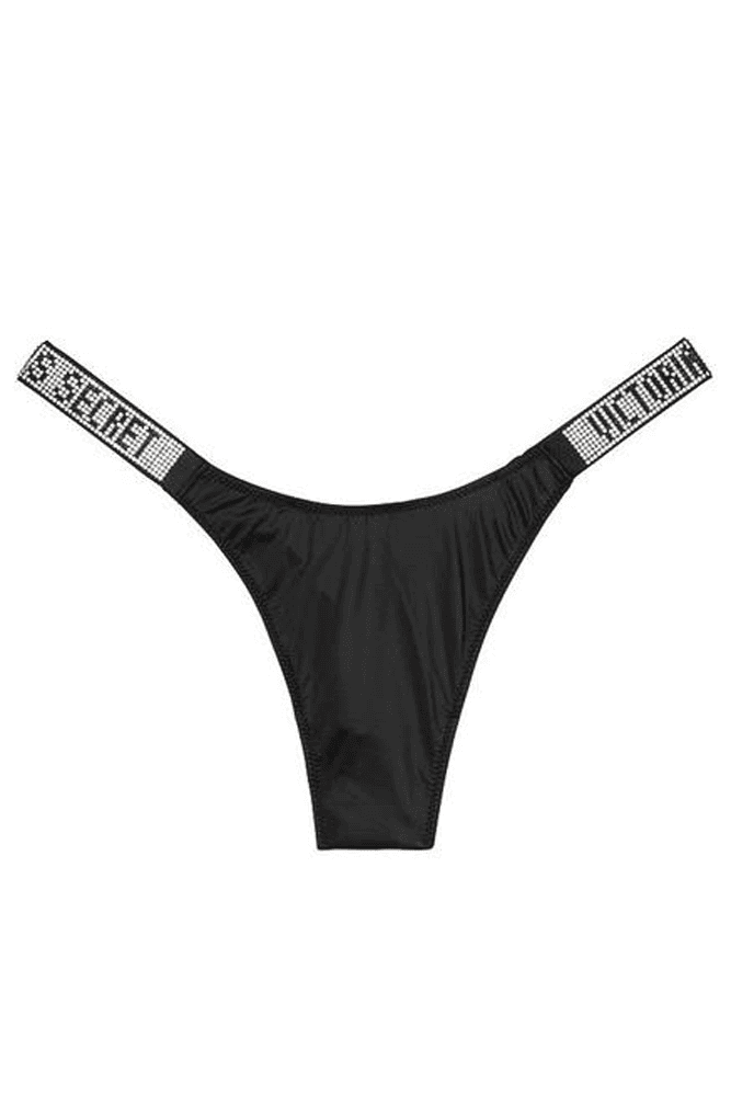 Трусики ЗІ СТРАЗАМИ СТРІНГИ BLACK Victoria`s Secret