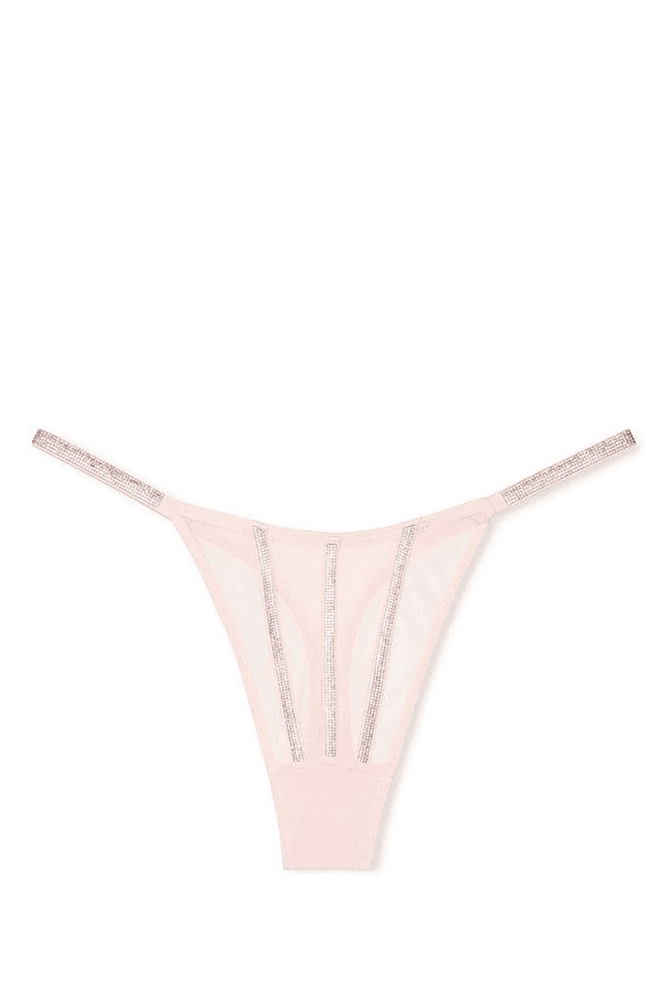 Трусики ЗІ СТРАЗАМИ СТРІНГИ МЕРЕЖИВО PINK LINES Victoria`s Secret