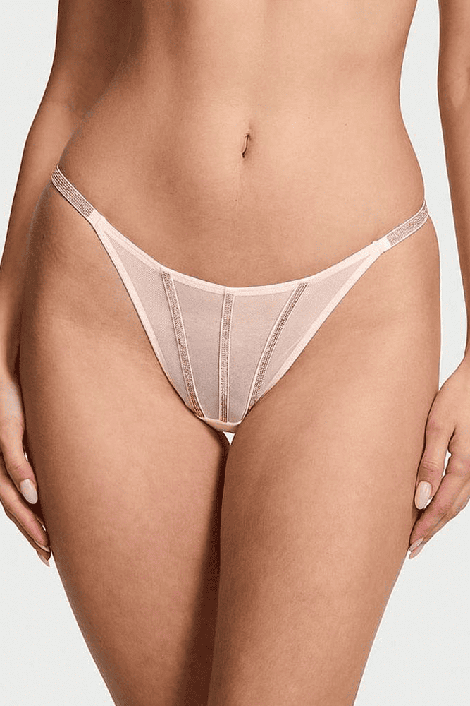 Трусики ЗІ СТРАЗАМИ СТРІНГИ МЕРЕЖИВО PINK LINES Victoria`s Secret