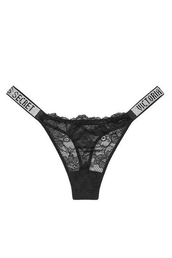 Трусики ЗІ СТРАЗАМИ СТРІНГИ МЕРЕЖИВО BLACK Victoria`s Secret