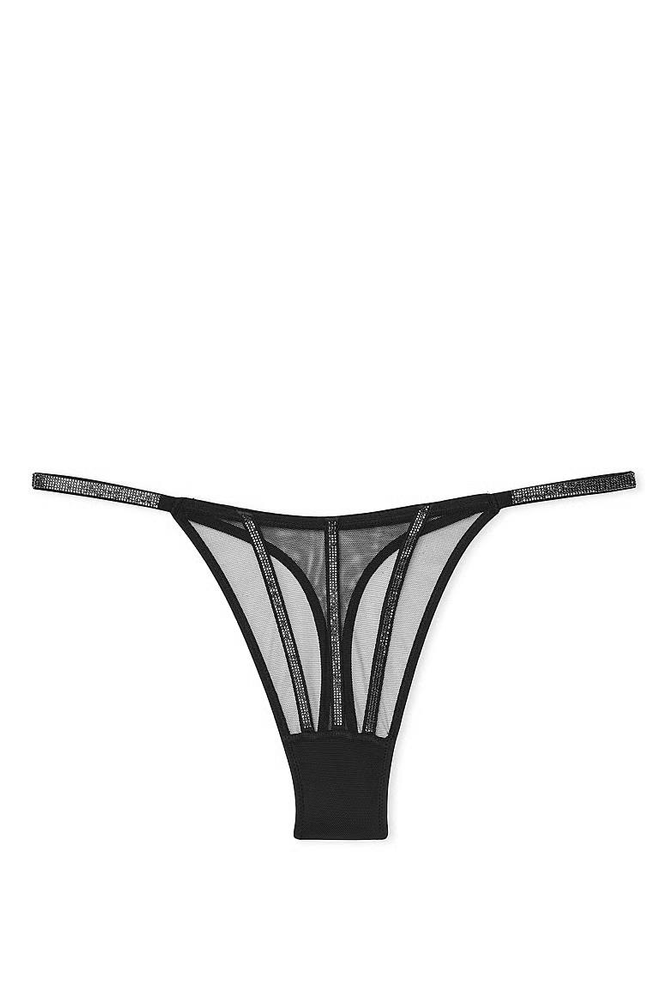 Трусики ЗІ СТРАЗАМИ СТРІНГИ МЕРЕЖИВО DARK BLACK LINES Victoria`s Secret