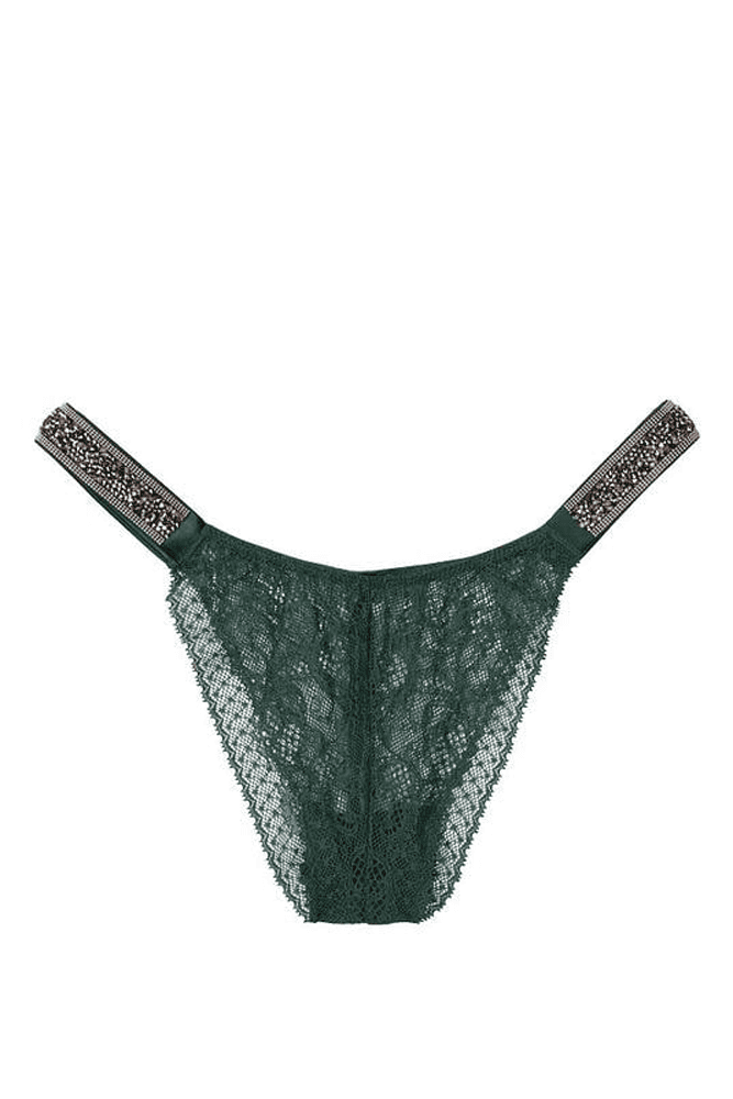Трусики ЗІ СТРАЗАМИ БРАЗИЛІАНИ МЕРЕЖИВО EMERALD EMBL Victoria`s Secret