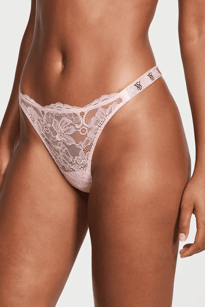Трусики ЗІ СТРАЗАМИ СТРІНГИ МЕРЕЖИВО PINK VS Victoria`s Secret