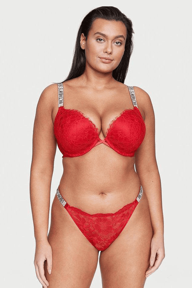Трусики ЗІ СТРАЗАМИ СТРІНГИ МЕРЕЖИВО RED Victoria`s Secret