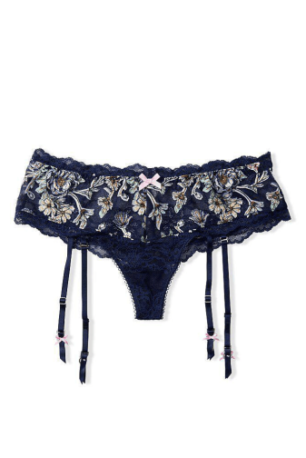 ТРУСКИ СЕТЕВЫЕ ЛЮКС БРАЗИЛИАНЫ NAVY FLOWERS GARTER Victoria`s Secret