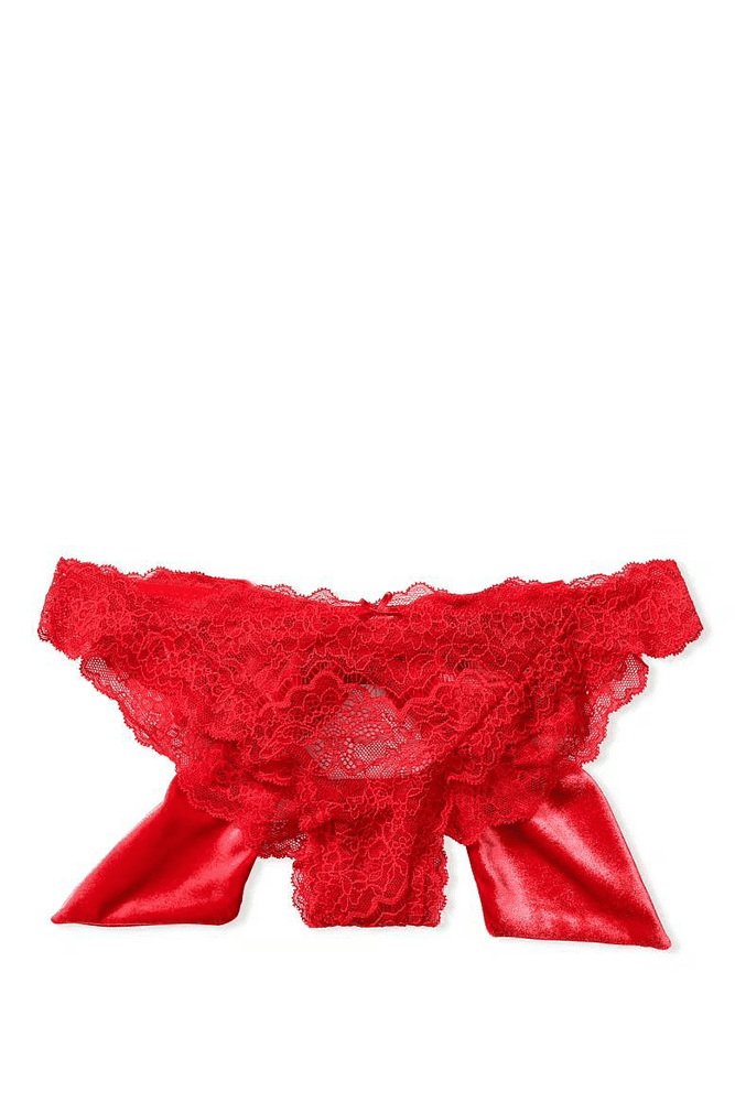 Трусики МЕРЕЖИВНІ ЛЮКС БРАЗИЛІАНИ RED BOW VELVET Victoria`s Secret