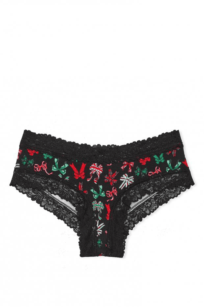 ТРУСКИ Хлопчатобумажные бразилианы РУБЧИК BLACK CHRISTMAS Victoria`s Secret