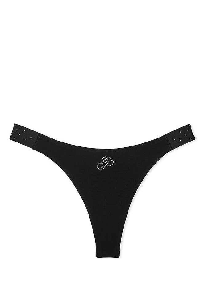 Трусики БАВОВНЯНІ СТРІНГИ BLACK EMBL Victoria`s Secret