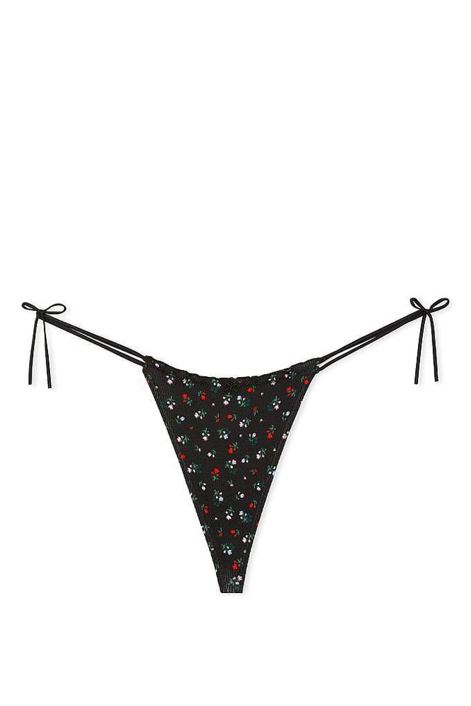 Трусики БАВОВНЯНІ СТРІНГИ РУБЧИК BLACK FLORAL Victoria`s Secret