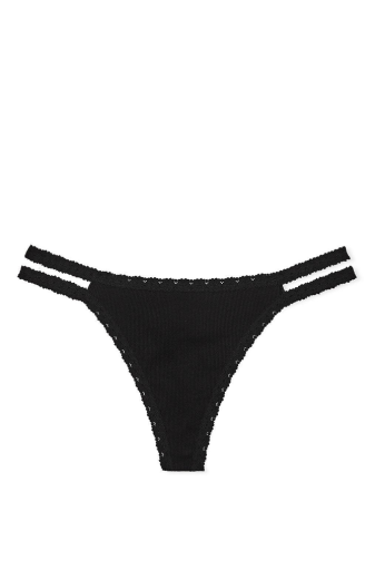 Трусики БАВОВНЯНІ СТРІНГИ РУБЧИК BLACK STRIP Victoria`s Secret