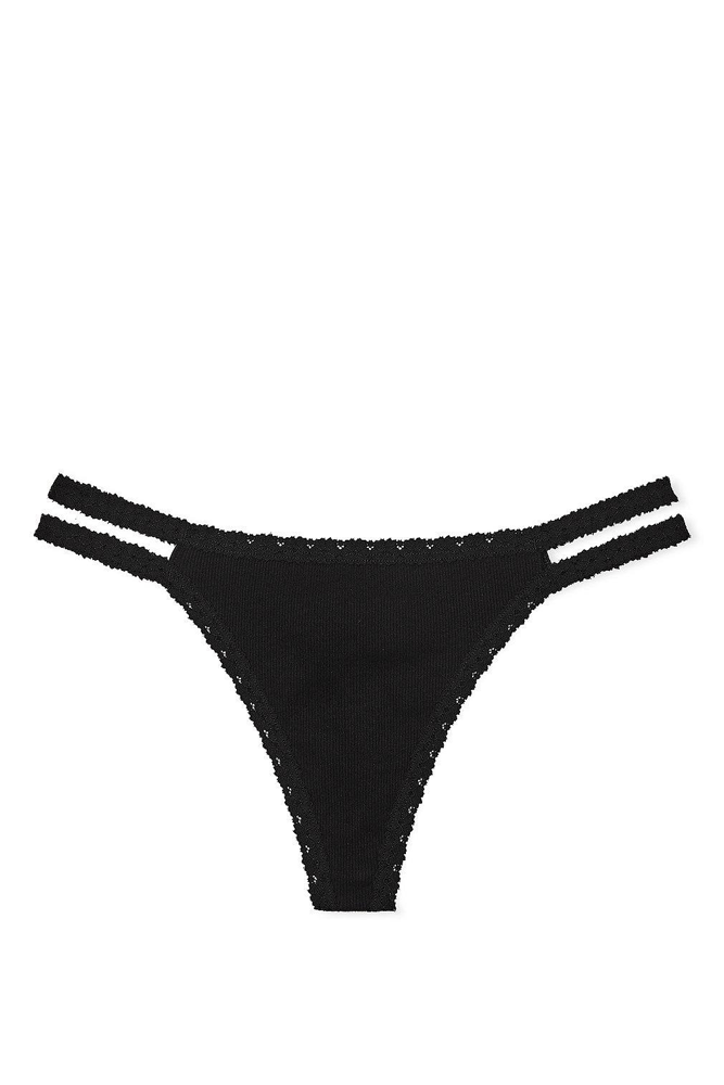 Трусики БАВОВНЯНІ СТРІНГИ РУБЧИК BLACK STRIP Victoria`s Secret