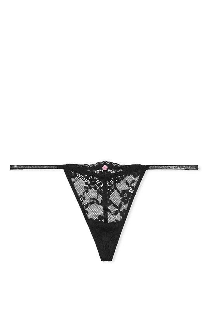 Трусики ЗІ СТРАЗАМИ V-THONG BLACK ANGELS Victoria`s Secret