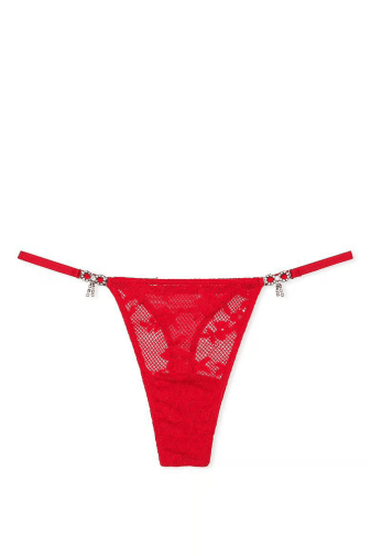 Трусики СО СТРАЗАМИ V-THONG RED BOW Victoria`s Secret