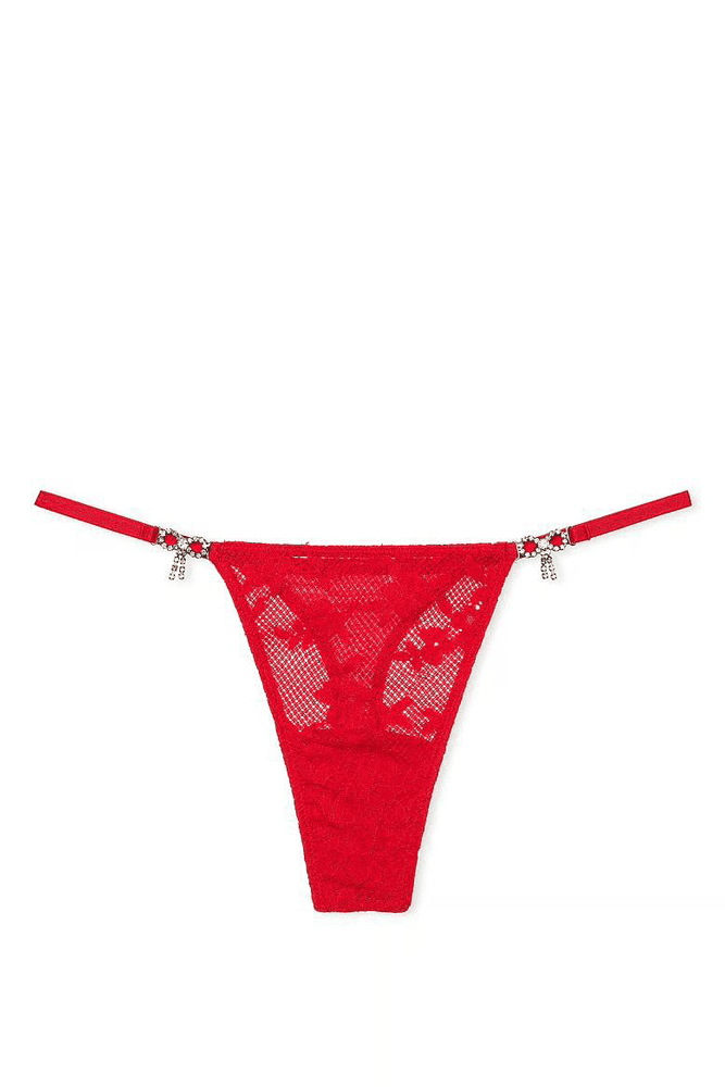 Трусики ЗІ СТРАЗАМИ V-THONG RED BOW Victoria`s Secret
